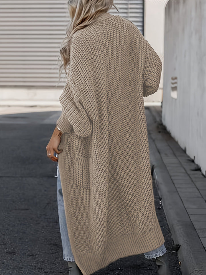 Damen-Maxi-Cardigan mit Taschen und langen Ärmeln