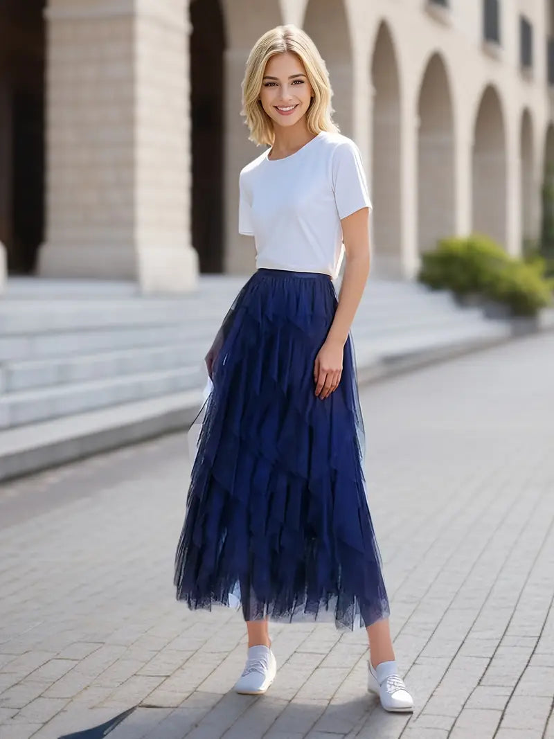 Cecil | Stilvoller Mesh-Layered Tutu-Rock für Damen