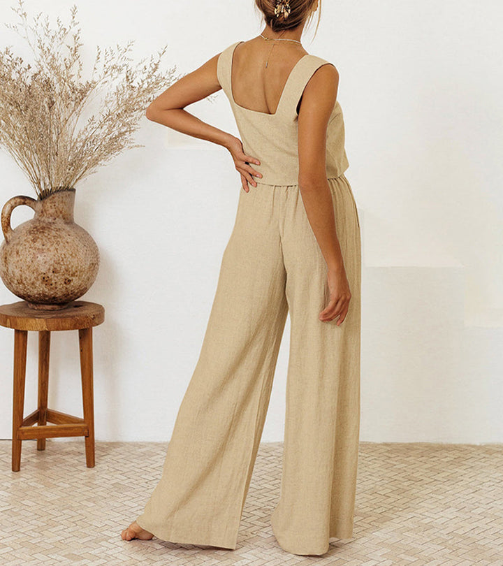 Megan | Minimalistisches Top und weite Hose Set