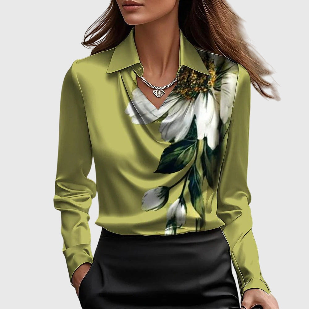 Brooklyn | Elegante Bluse für Damen mit V-Ausschnitt und langen Ärmeln