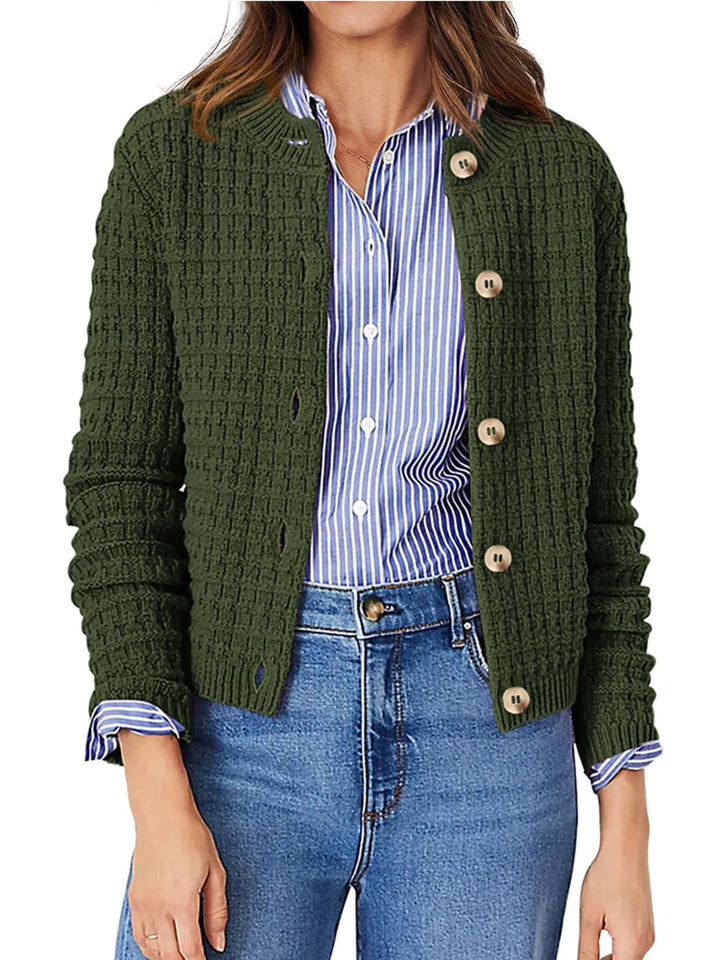 Harper | Strickjacke für Damen mit Knopfleiste und Rundhalsausschnitt