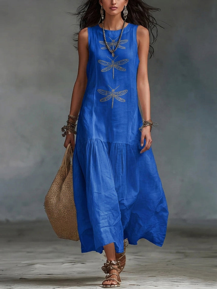 Sofia | Damen Ärmelloses Rundhals Maxikleid