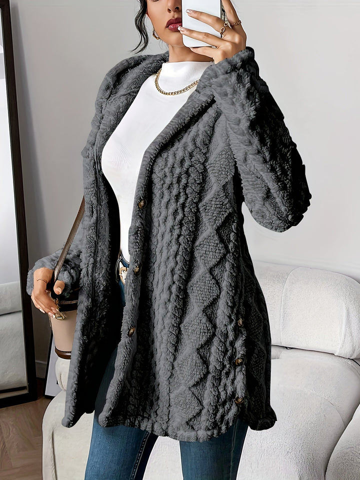 Chloe | Plüsch-Hoodie-Cardigan für Damen mit V-Ausschnitt und langen Ärmeln