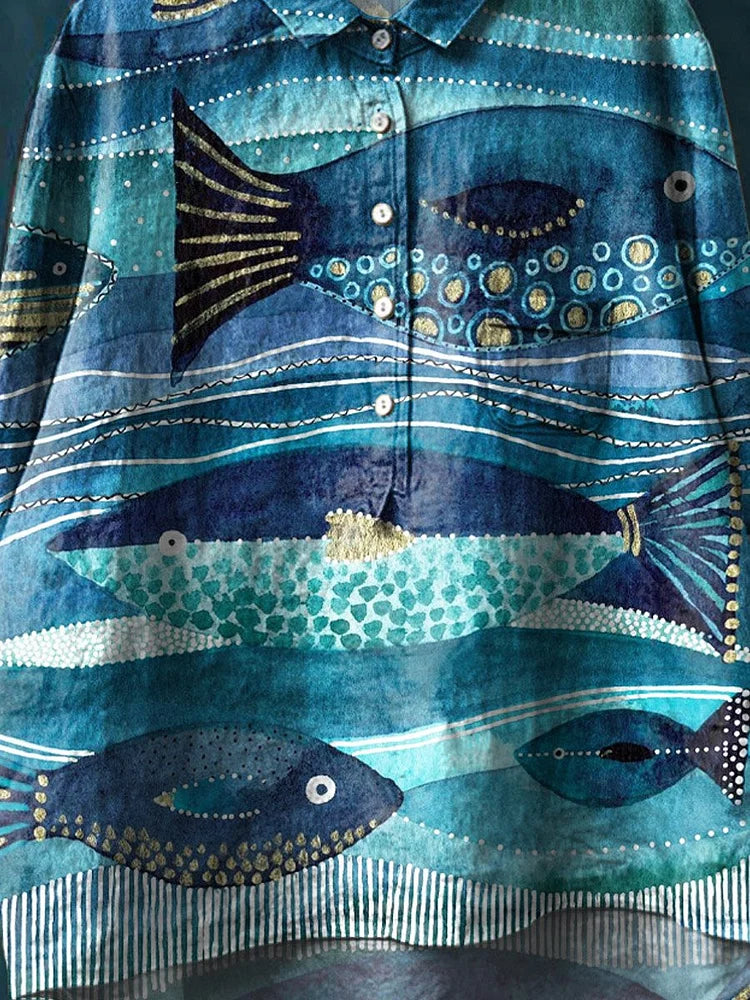 Jax | Ozean Kunst Shirt mit langen Ärmeln