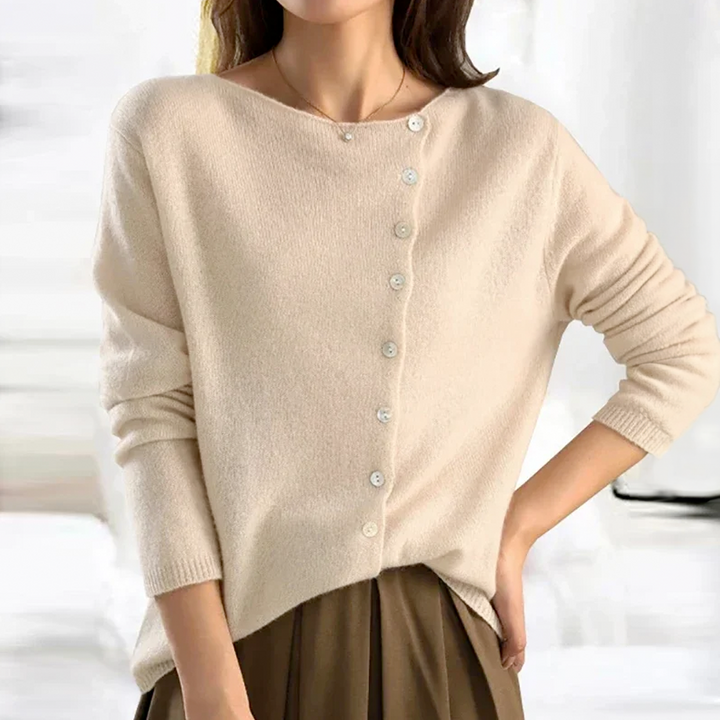Lova | Pullover für Damen mit Knöpfen, Rundhalsausschnitt und langen Ärmeln