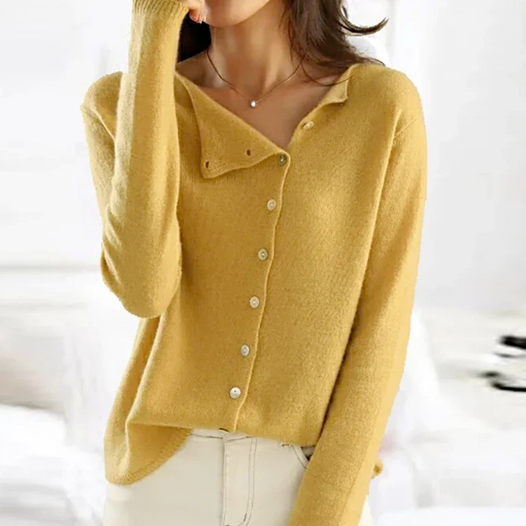 Lova | Pullover für Damen mit Knöpfen, Rundhalsausschnitt und langen Ärmeln
