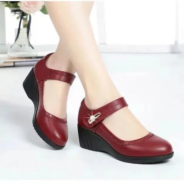 Anna | Damen Keilabsatz Mary-Jane-Schuhe