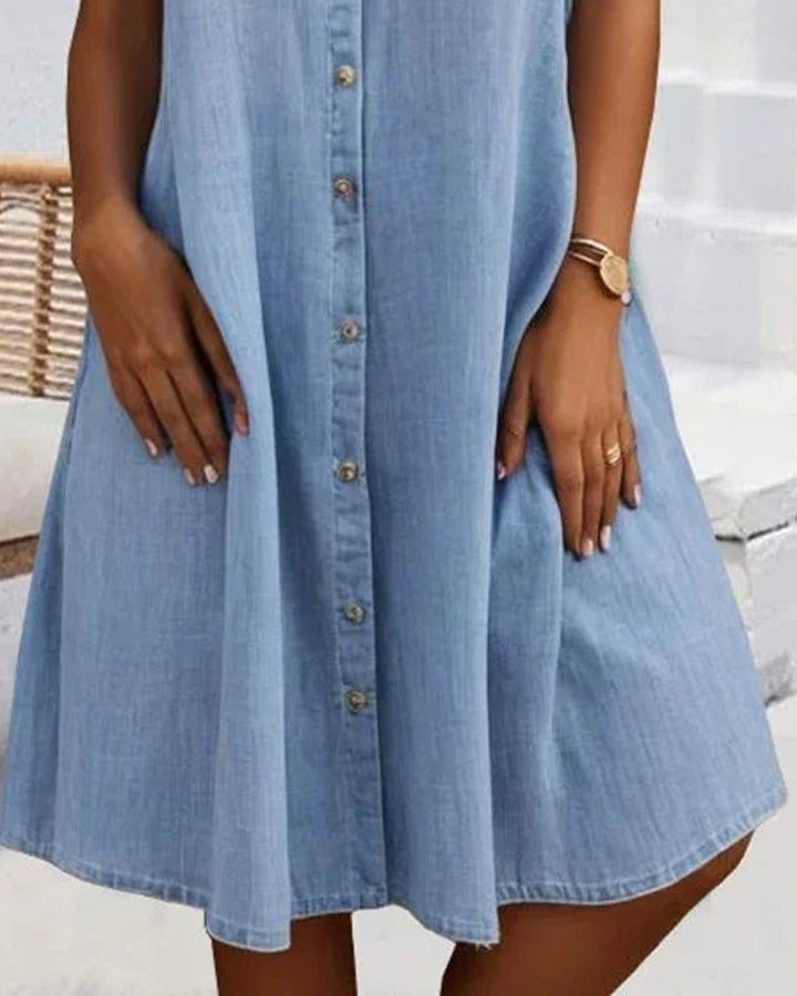 Sandra | Luftiges Sommerkleid für Damen mit Rundhalsausschnitt und kurzen Ärmeln