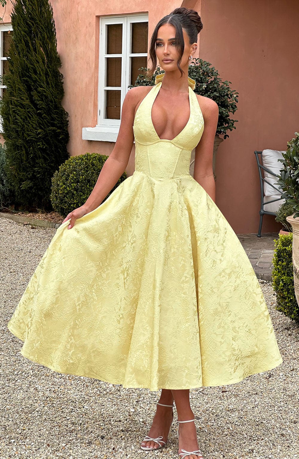 Niamh | Elegantes Besticktes Ärmelloses Midikleid für Damen mit Tiefem V-Ausschnitt