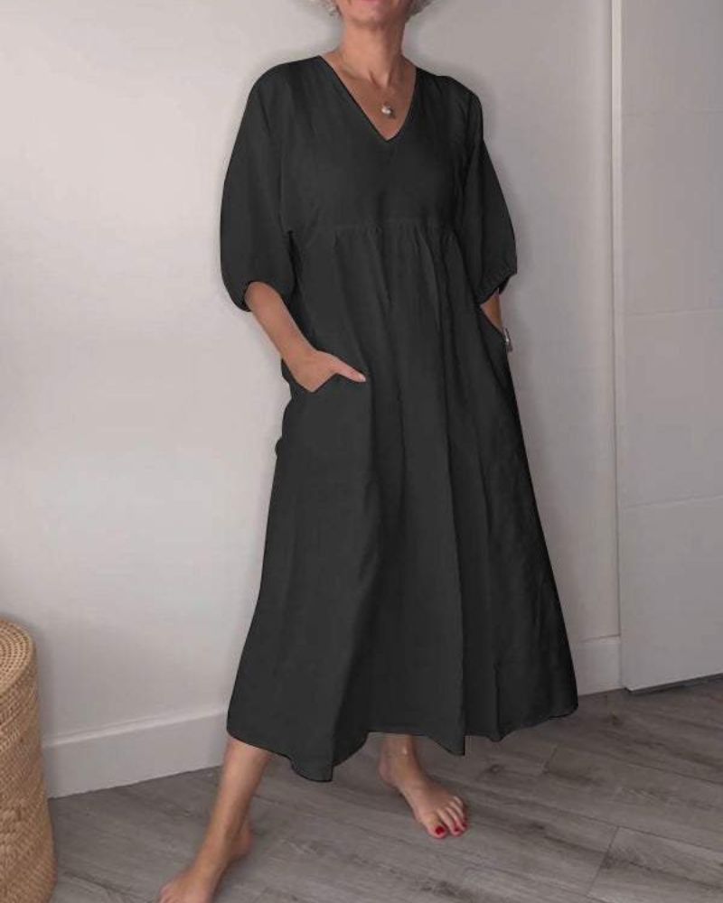 Corvalyn | Elegantes Fließendes Maxikleid für Damen mit V-Ausschnitt