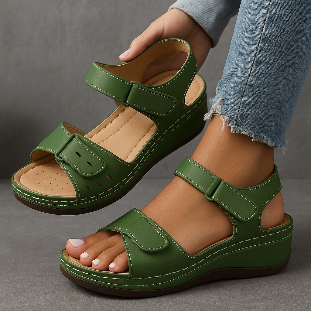 Ella | Orthopädische Keilsandalen für Damen mit mittelhohem Absatz