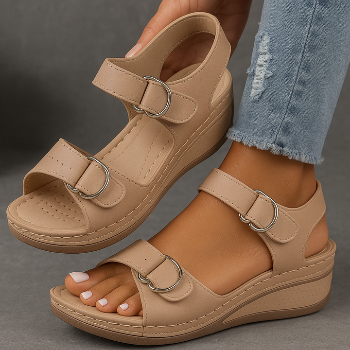 Ella | Orthopädische Keilsandalen für Damen mit mittelhohem Absatz