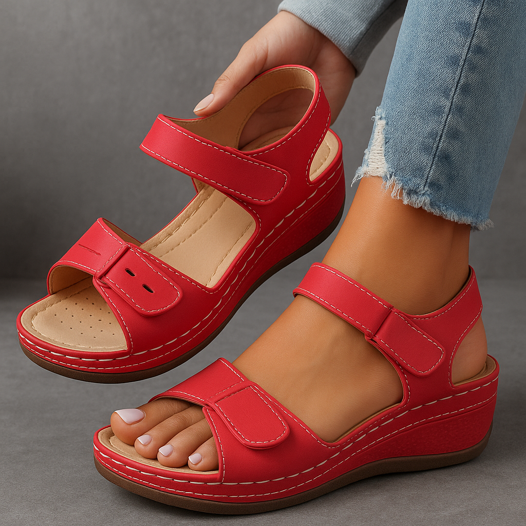 Ella | Orthopädische Keilsandalen für Damen mit mittelhohem Absatz