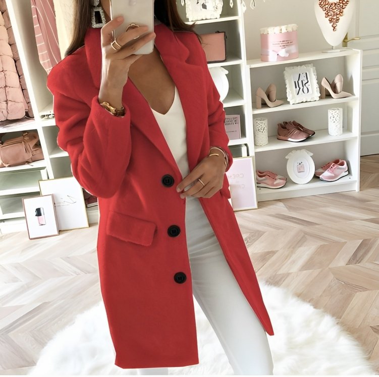 Ellie | Herbst Winter Mantel für Damen mit V-Ausschnitt und langen Ärmeln