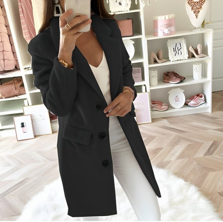 Ellie | Herbst Winter Mantel für Damen mit V-Ausschnitt und langen Ärmeln