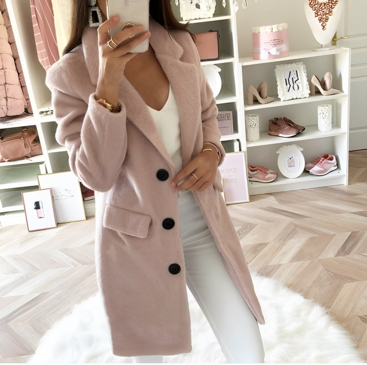 Ellie | Herbst Winter Mantel für Damen mit V-Ausschnitt und langen Ärmeln