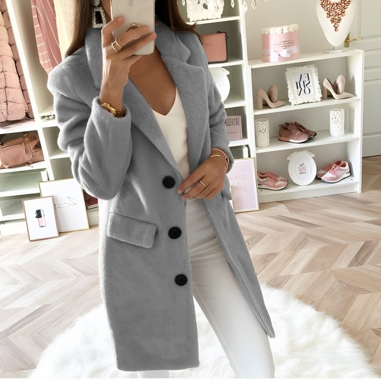 Ellie | Herbst Winter Mantel für Damen mit V-Ausschnitt und langen Ärmeln