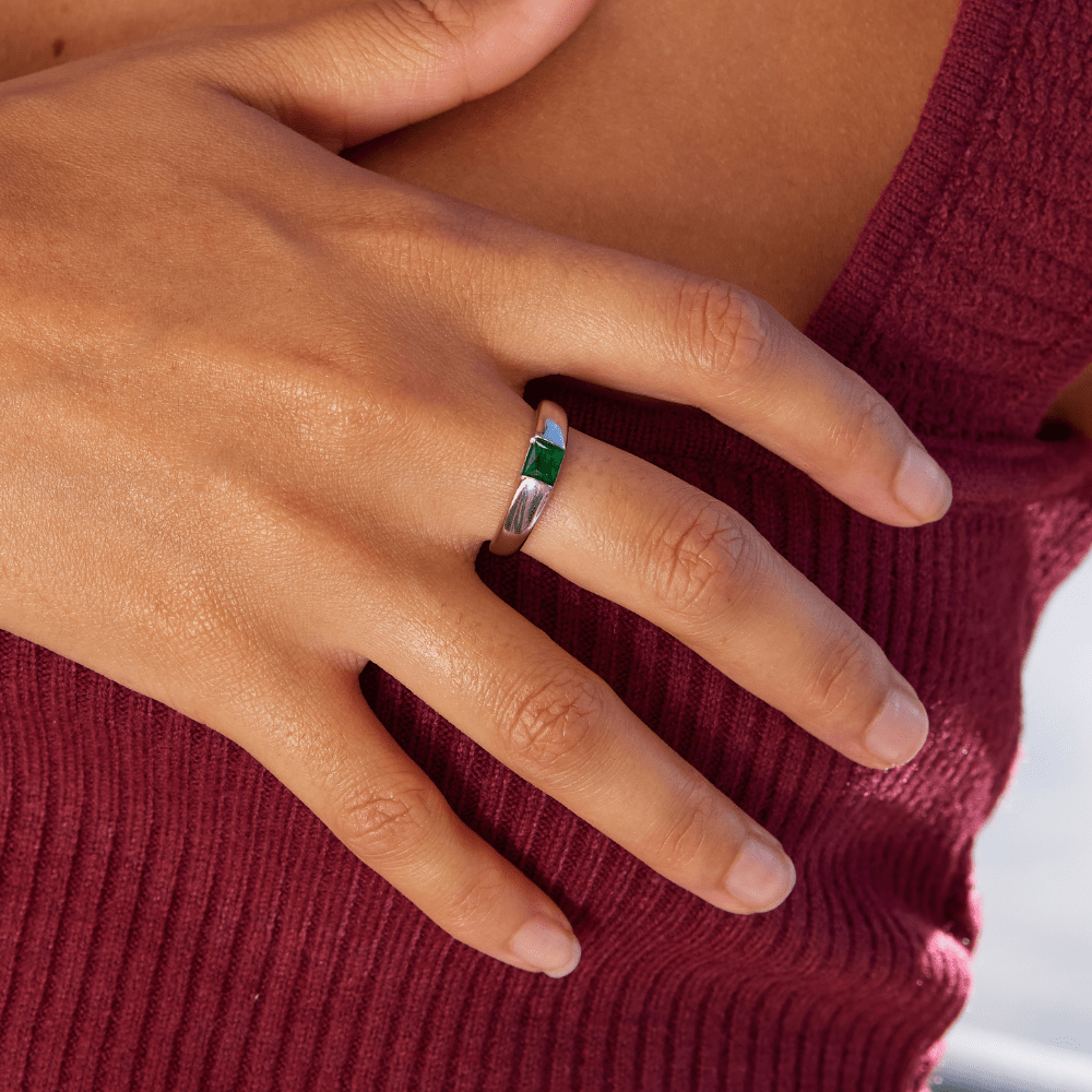 Silberring Ember und Smaragd