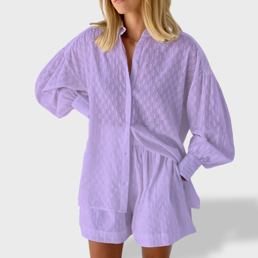 Marriane | Elegante Raffinesse Ensemble für Damen mit V-Ausschnitt und 3/4-Ärmeln