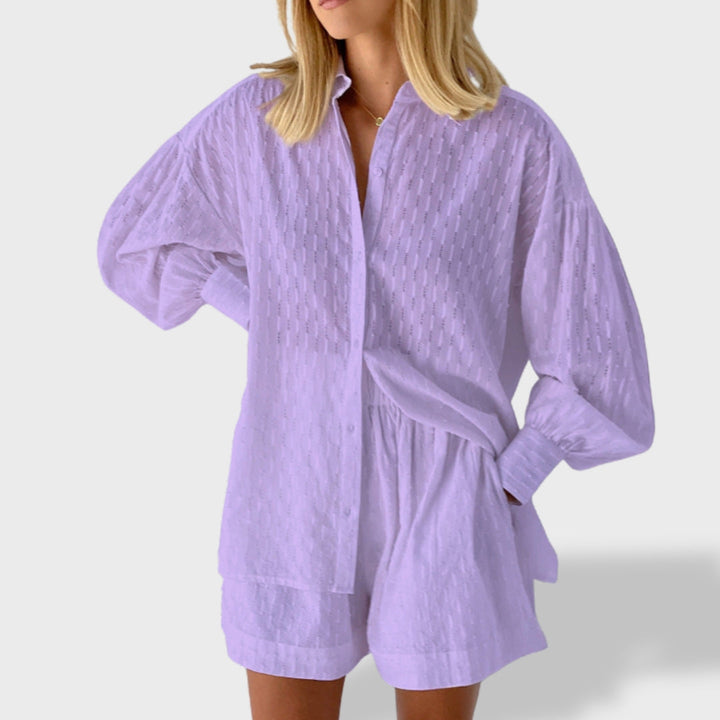 Marriane | Elegante Raffinesse Ensemble für Damen mit V-Ausschnitt und 3/4-Ärmeln