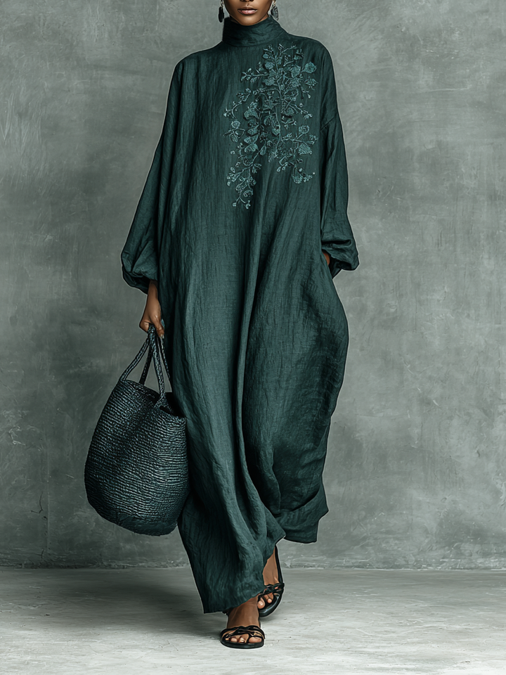 Anisha Premium Maxikleid für Damen mit Rollkragen und langen Ärmeln