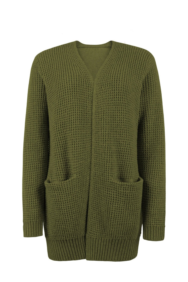Esmae | Lange Strickjacke für Damen mit V-Ausschnitt und langen Ärmeln