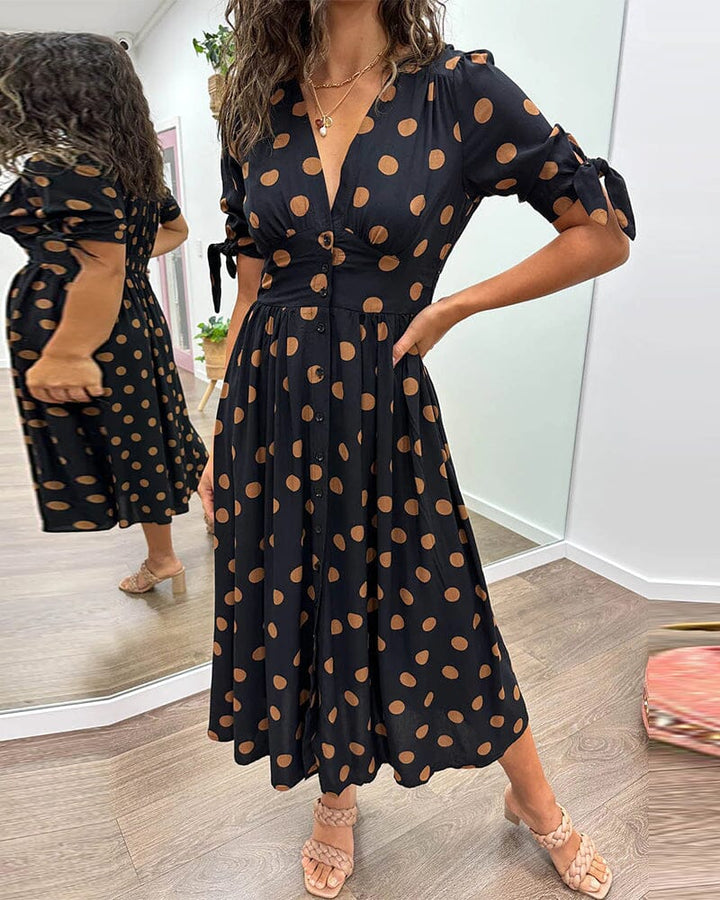 Bellamy | V-Ausschnitt Midikleid für Damen mit Pünktchen
