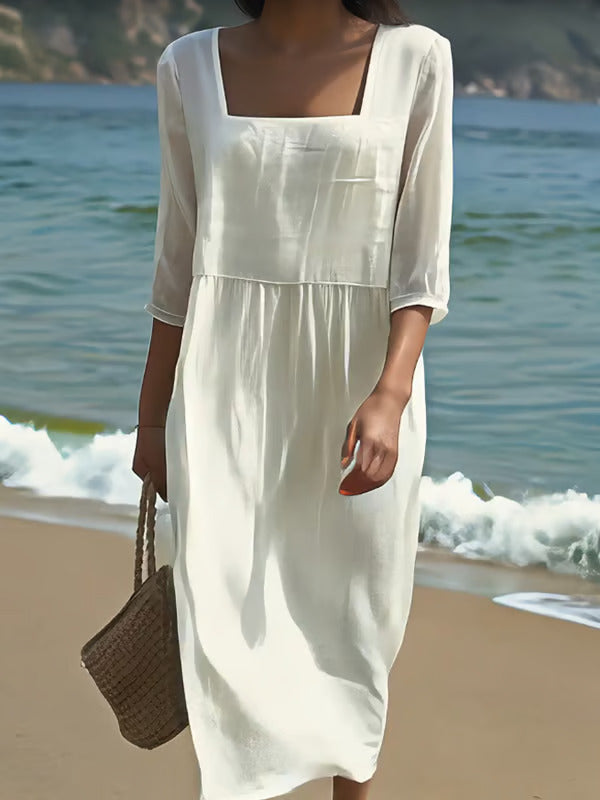 Lunelle | Freizeitkleid für Damen mit eckigem Ausschnitt und 3/4-Ärmeln