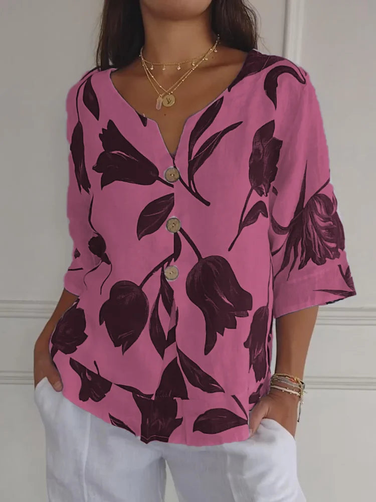 Sanne | Florale Button-Up Bluse