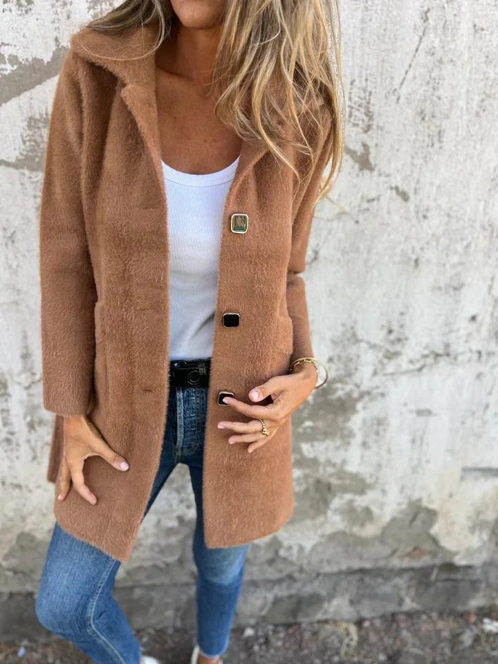 Alice | Lässiger Dicker Mantel für Damen mit Aufschlägen
