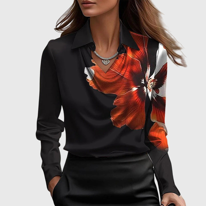Brooklyn | Elegante Bluse für Damen mit V-Ausschnitt und langen Ärmeln