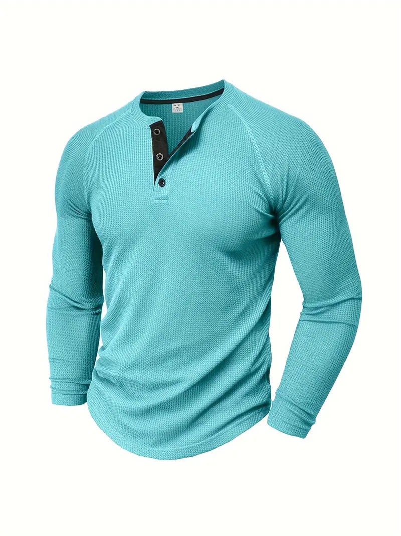 Chad | Herren Henley-Shirt mit Rundhalsausschnitt und langen Ärmeln