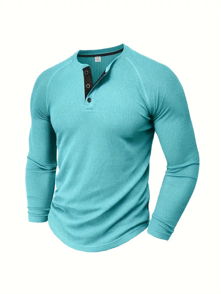 Chad | Herren Henley-Shirt mit Rundhalsausschnitt und langen Ärmeln