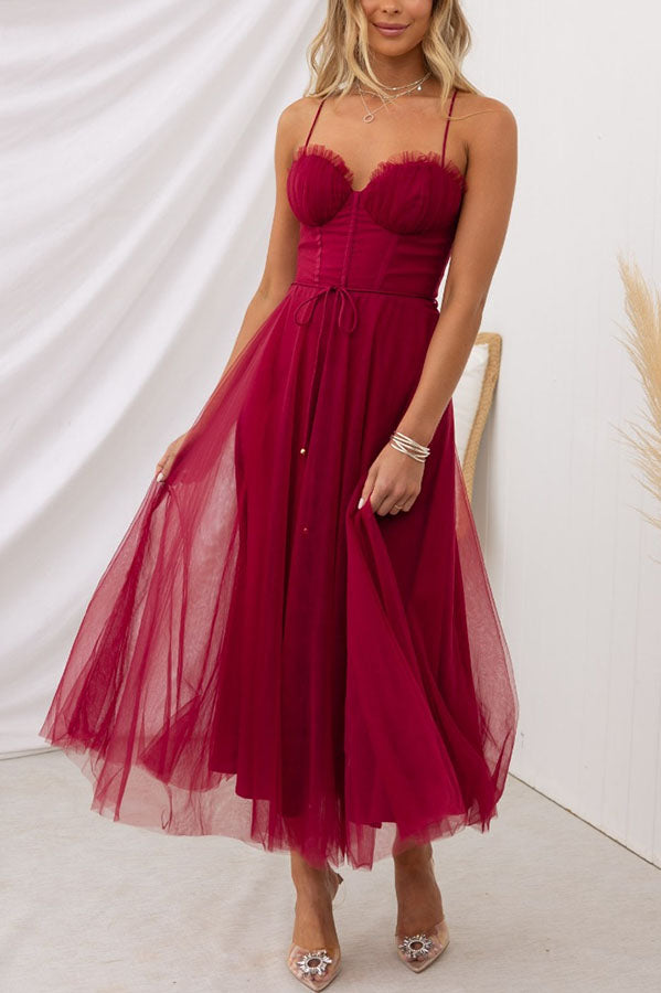 Modernes Prinzessinnen-Maxikleid für Damen mit Trägern für besondere Anlässe