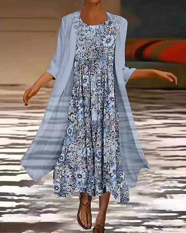 Essie | Florales Boho-Midikleid für Damen mit Rundhalsausschnitt und kurzen Ärmeln