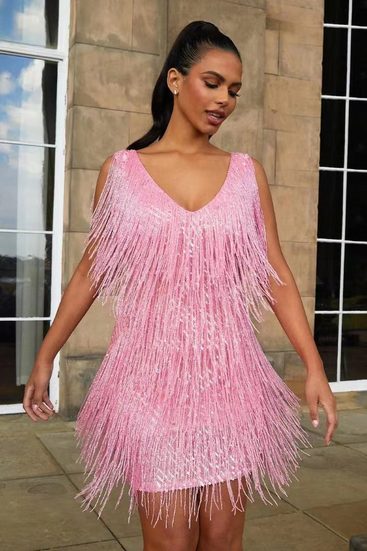 Schickes und verführerisches Fransen-Party-Minikleid für Damen