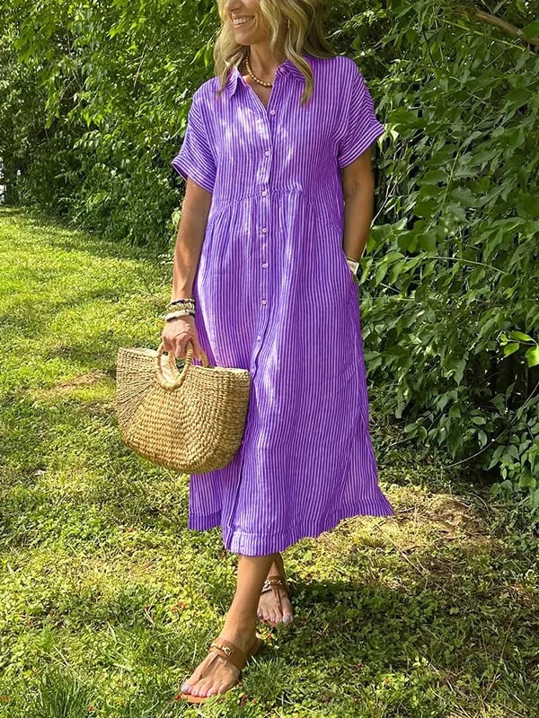 Gwen | Gestreiftes Hemdkleid für Damen mit Streifen und langen Ärmeln