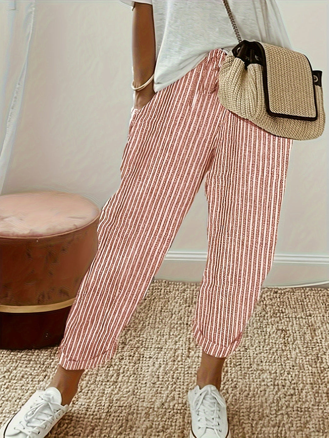 Elena | Gestreifte Hose mit weitem Bein und Streifen