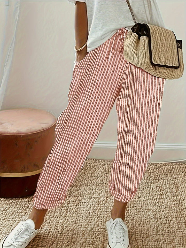 Elena | Gestreifte Hose mit weitem Bein und Streifen