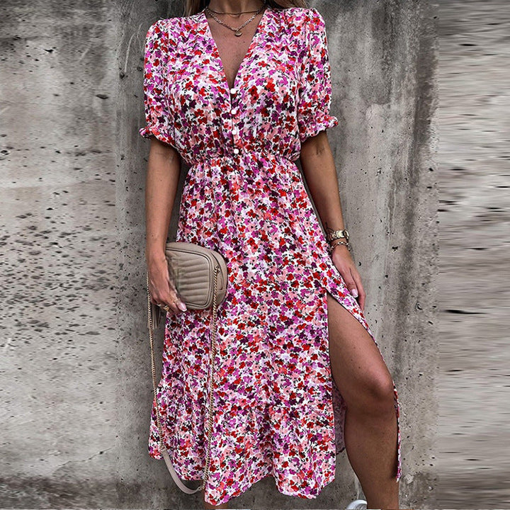 Isadora | Stilvolles Midikleid für Damen mit geteiltem V-Ausschnitt