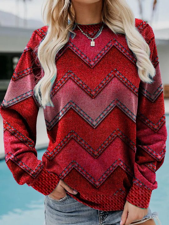 Damen Sweatshirt mit langen Ärmeln und Rundhalsausschnitt