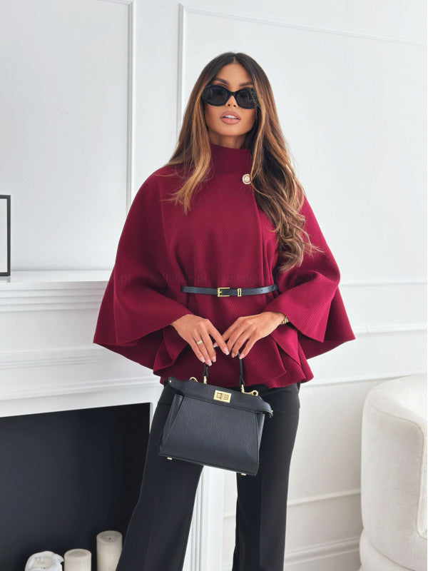 Mae | Gürteljacke für Damen mit Rollkragen und langen Ärmeln