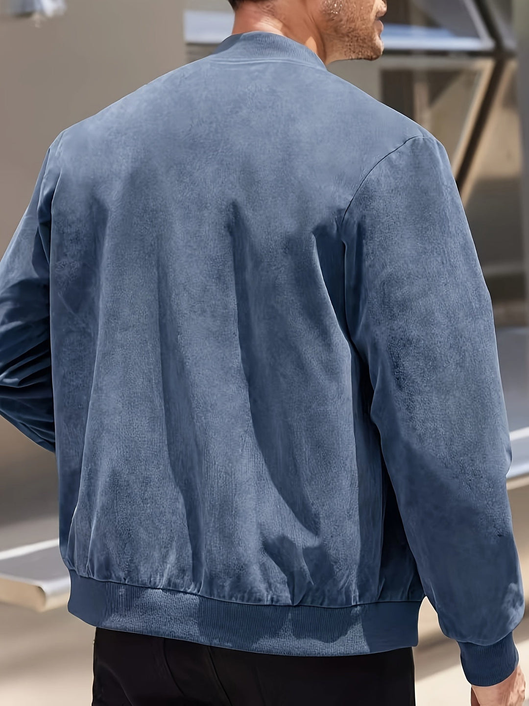 Dex | Klassische Wildleder-Zipperjacke für Herren mit Rundhalsausschnitt