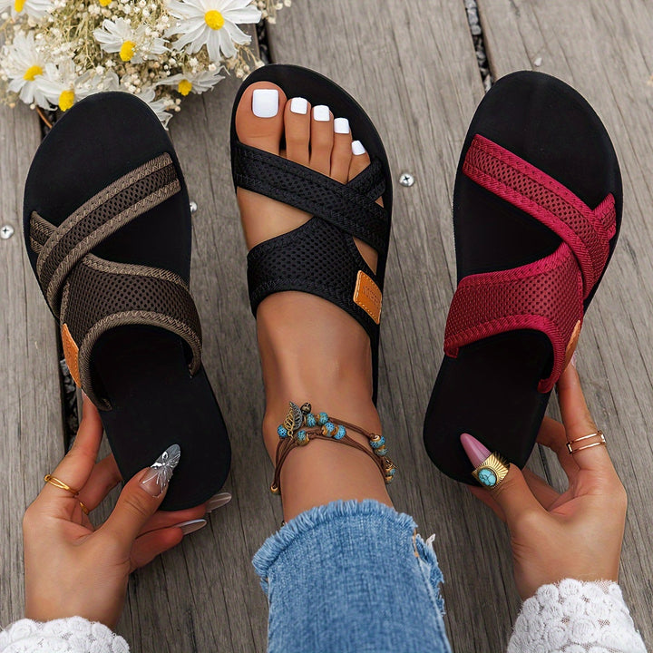 Gaia | Atmungsaktive Mesh-Slidesandalen für Damen mit flachem Absatz