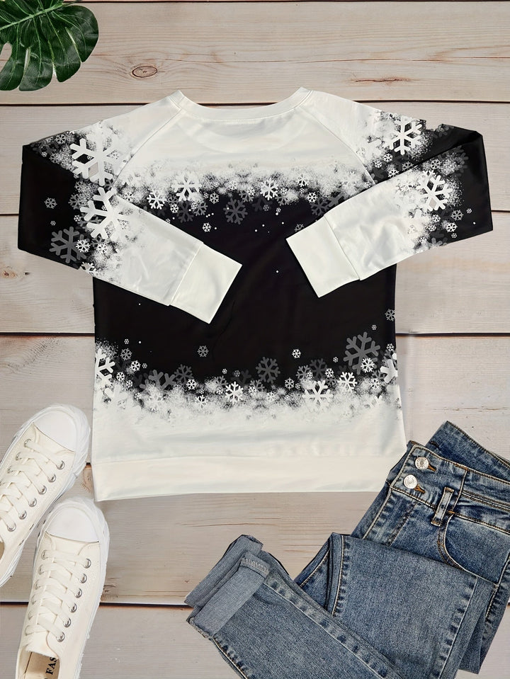 Nele | Warmes Winter Top für Damen mit Schneekatzen Print