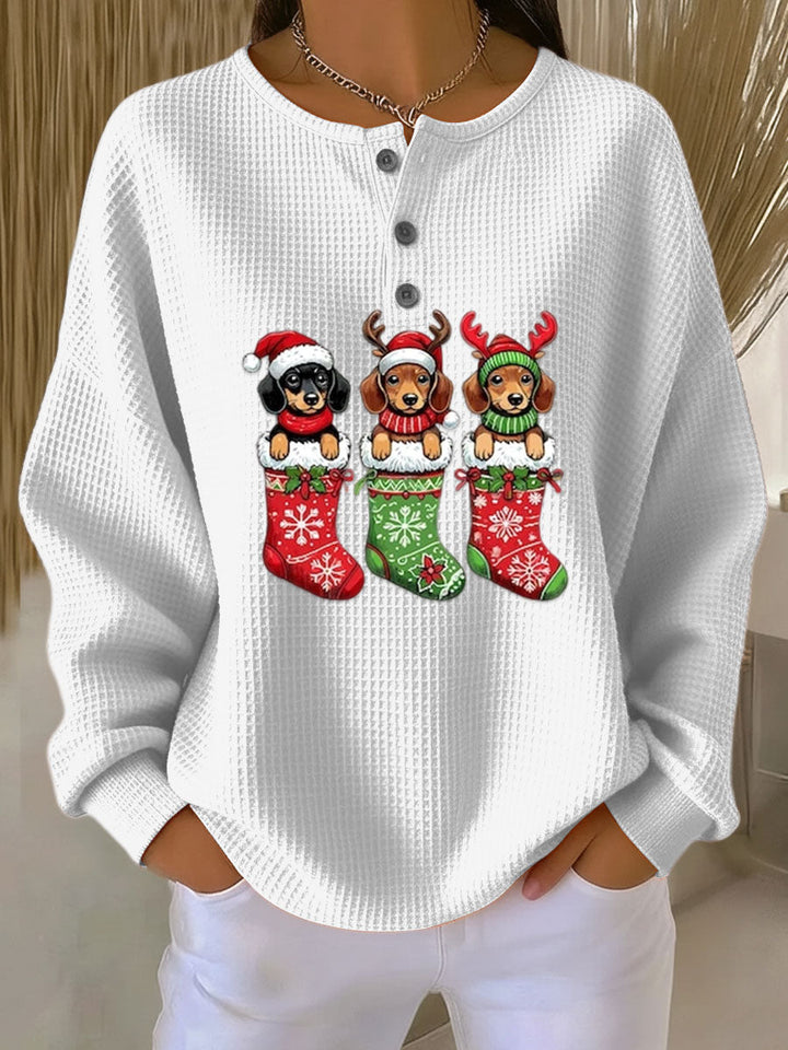 Grethe | Vintage Weihnachtspullover für Damen mit Hundemotiv