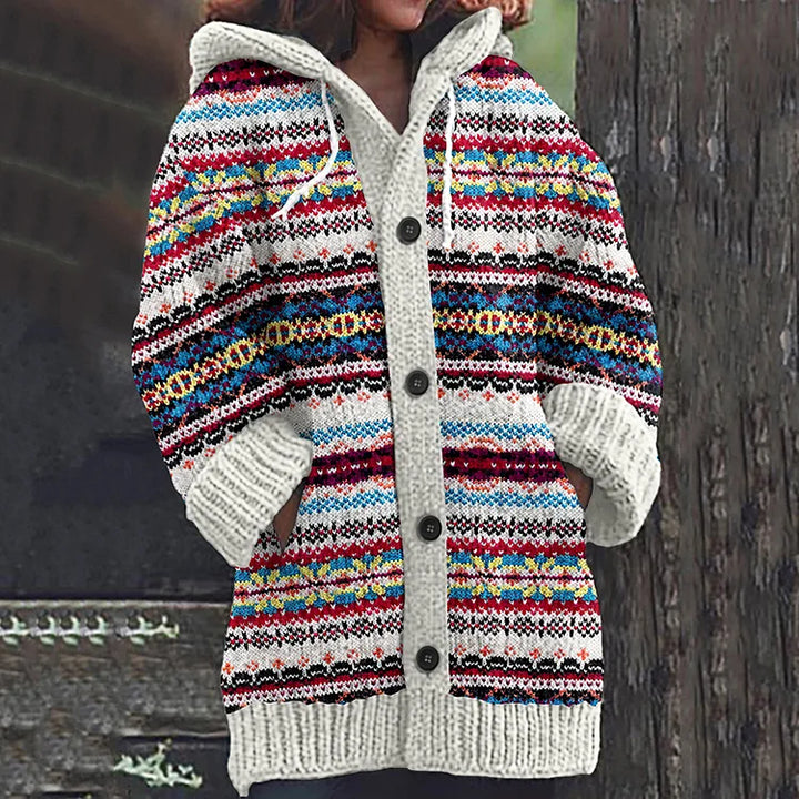 Ella | Strickjacke aus e für Damen mit Rundhalsausschnitt und langen Ärmeln