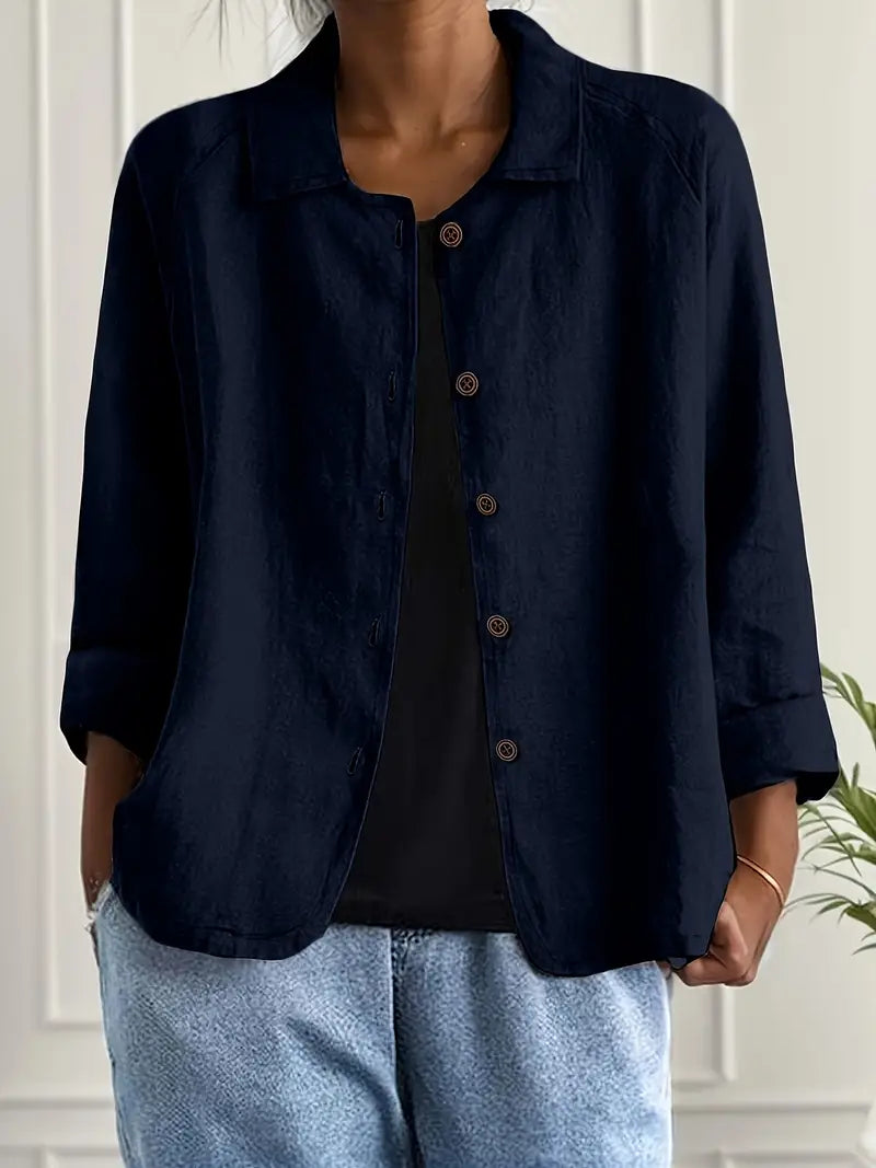 Marilla | Klassischer leichter Hemd-Cardigan für Damen mit 3/4-Ärmeln