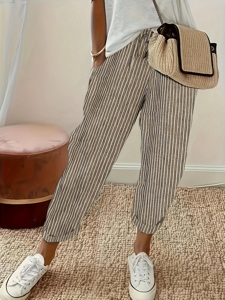 Elena | Gestreifte Hose mit weitem Bein und Streifen
