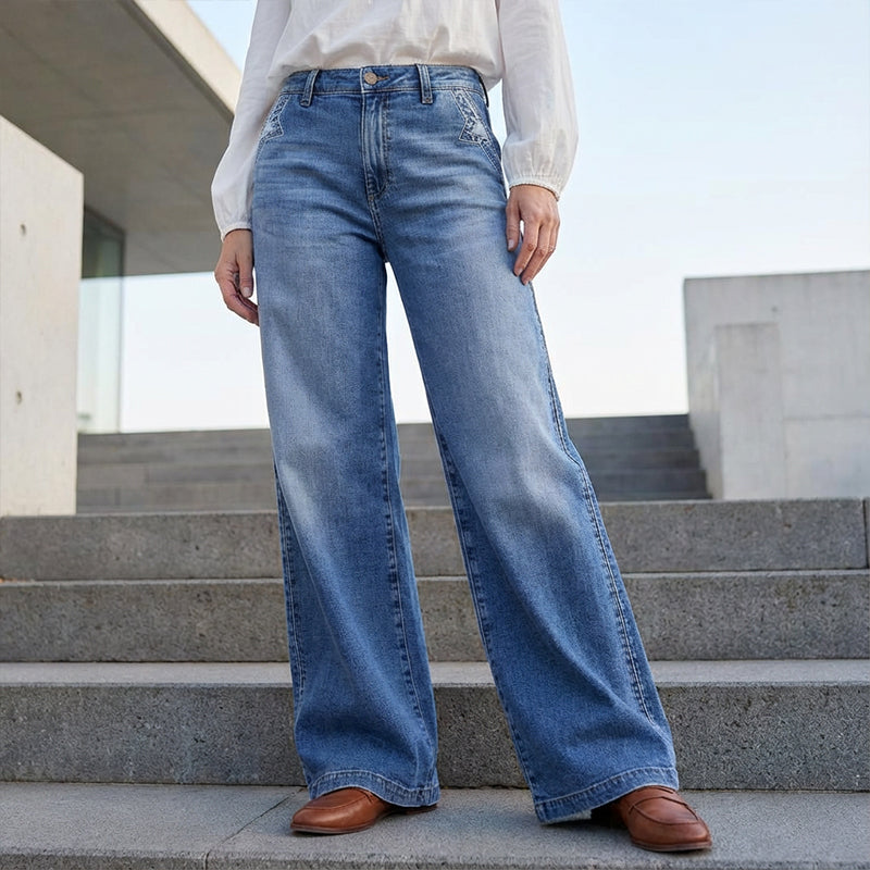 Retro Hochtaillierte Weite Jeans für Damen mit hohem Bund